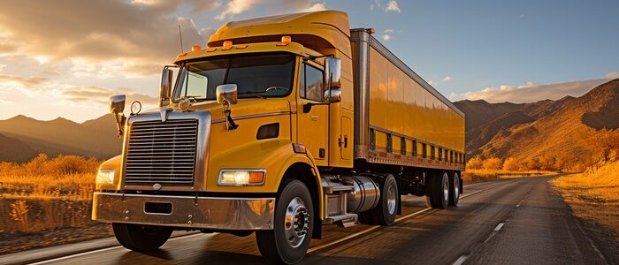 A truck transporting container