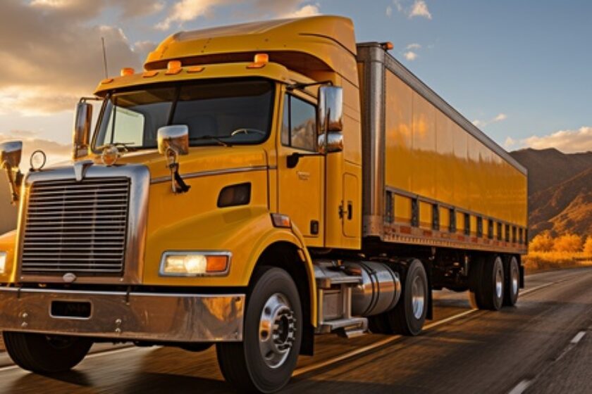 A truck transporting container