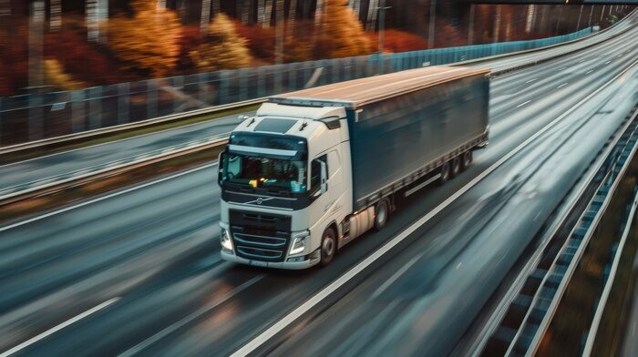 Truck on a Highway with heavy load for shipping