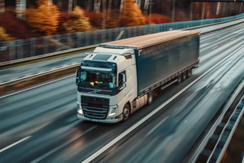 Truck on a Highway with heavy load for shipping